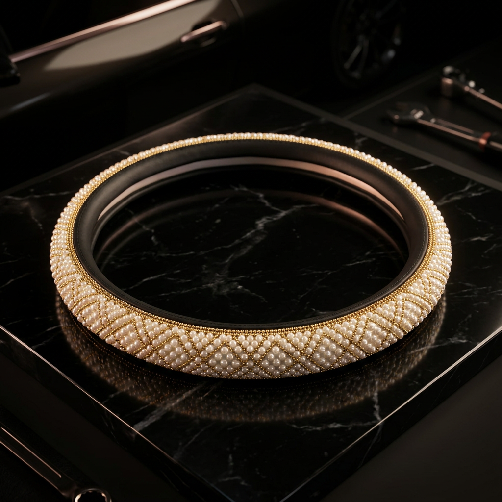 Ivory Pearl Gold Steering Cover
