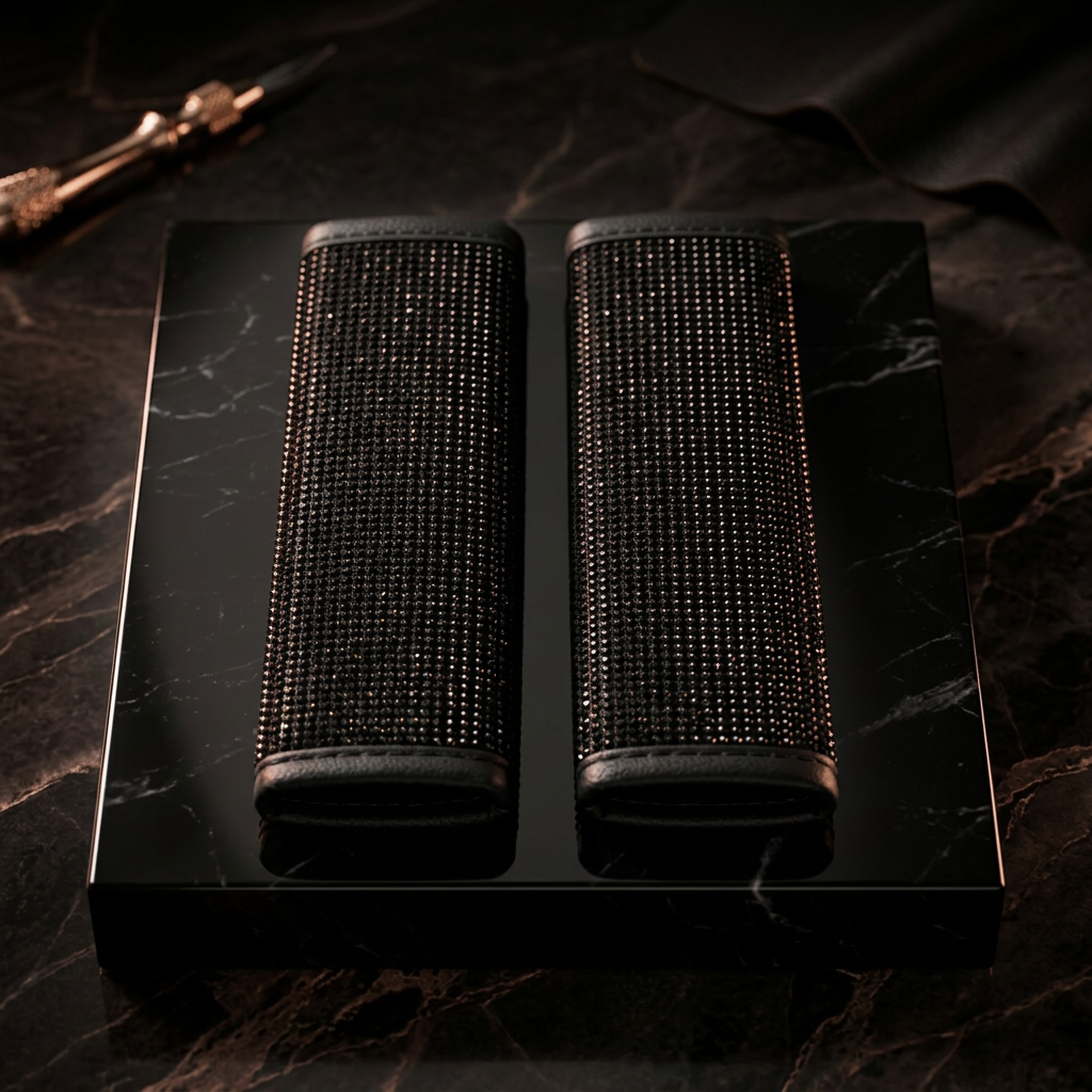 Noir Crystal Seatbelt Pads