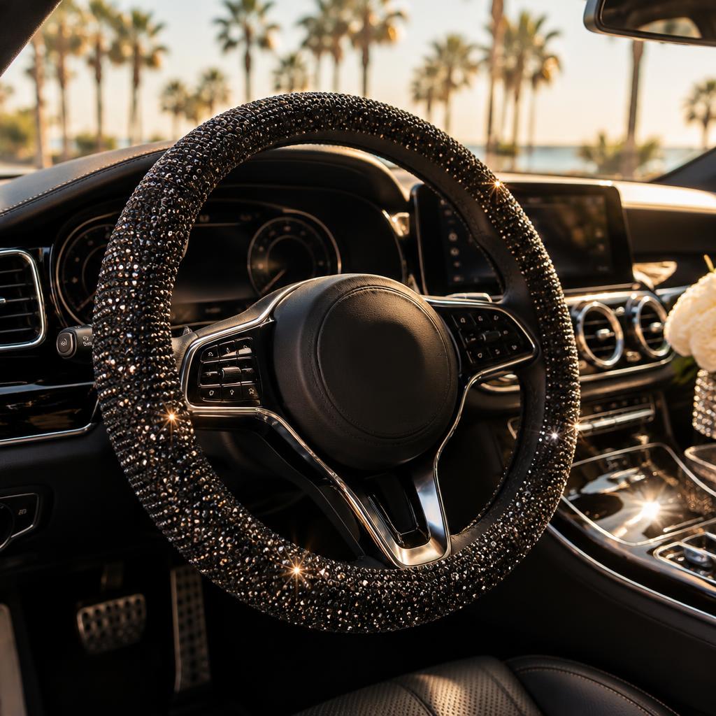 Noir Crystal Steering Cover