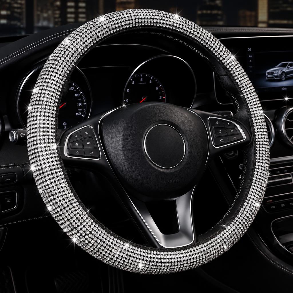 Diamond Silver Steering Cover