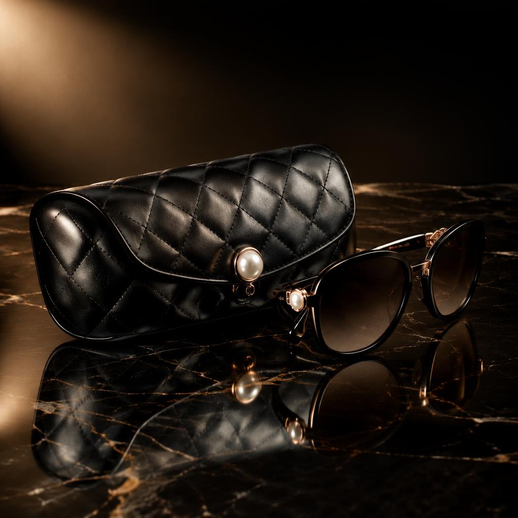 Pearl-Clasp Sunglasses Case
