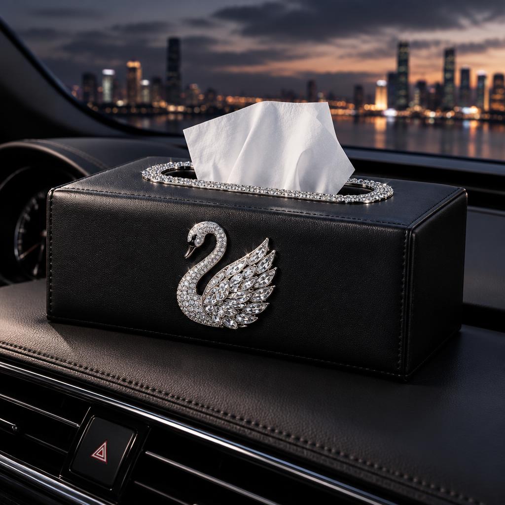 Swan Crystal Tissue Box