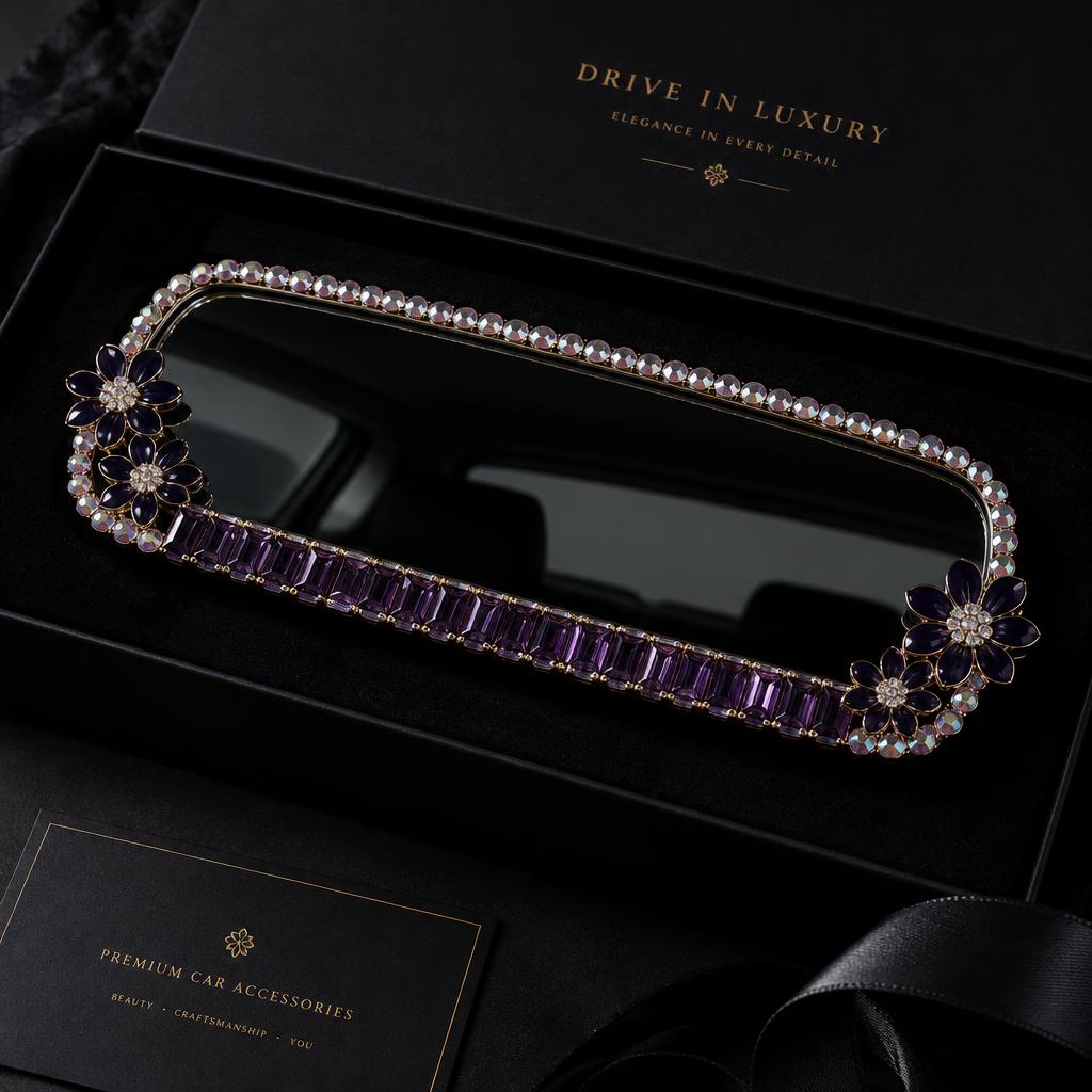 Violet Daisy Rearview Mirror